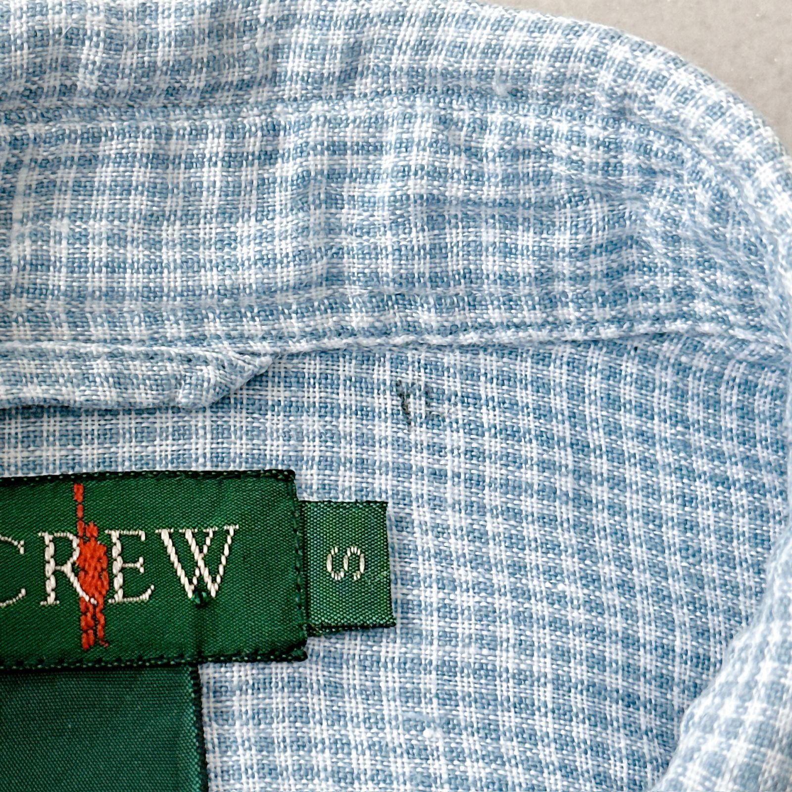 90s 巨人タグ】J.CREW リネン100% ギンガムチェックシャツ 香港製 S