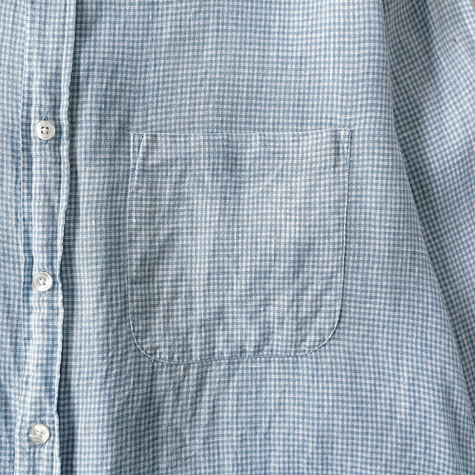 90s 巨人タグ】J.CREW リネン100% ギンガムチェックシャツ 香港製 S