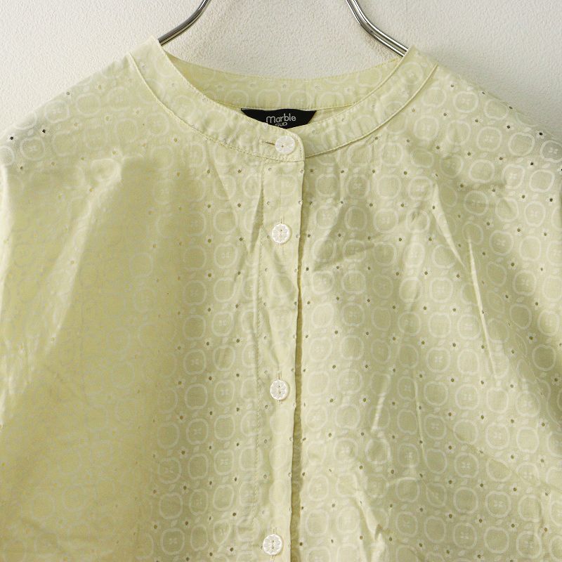 2024SS マーブルシュッド marble SUD りんご柄 バンドカラー シャツ