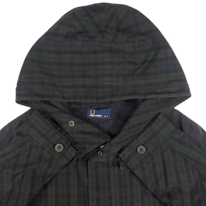 FRED PERRY フレッドペリー モッズコート S メンズ 緑 チェック 紺
