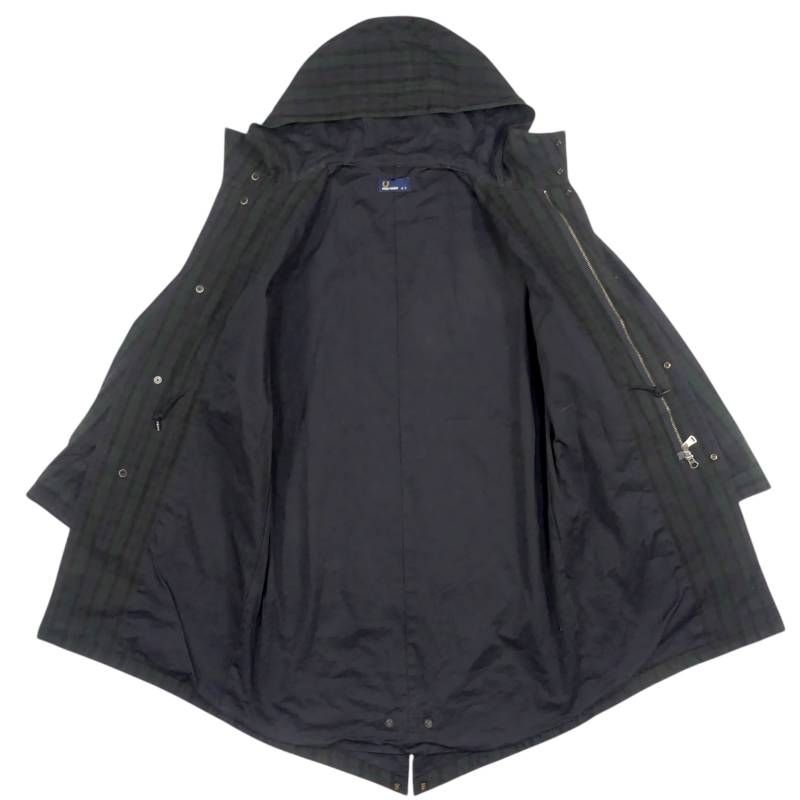 FRED PERRY フレッドペリー モッズコート S メンズ 緑 チェック 紺