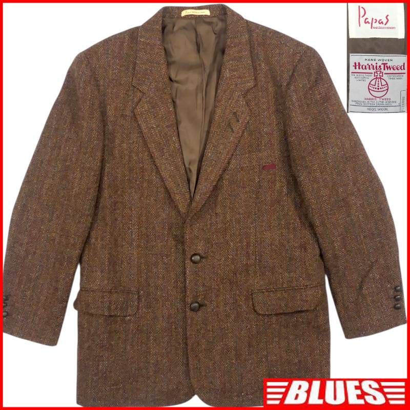 Papas パパス Harris Tweed ハリスツイード テーラードジャケット S
