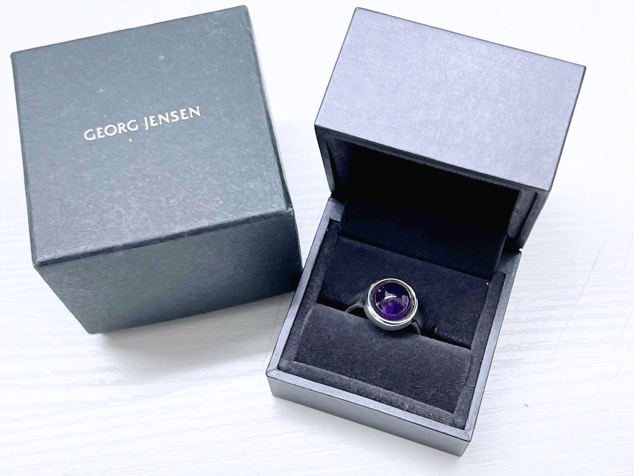 激レア　ジョージジェンセン　#19 アメジスト　シルバー　リング　指輪 レア 良好品 Georg Jensen ジョージジェンセン 473 SV925 カボション