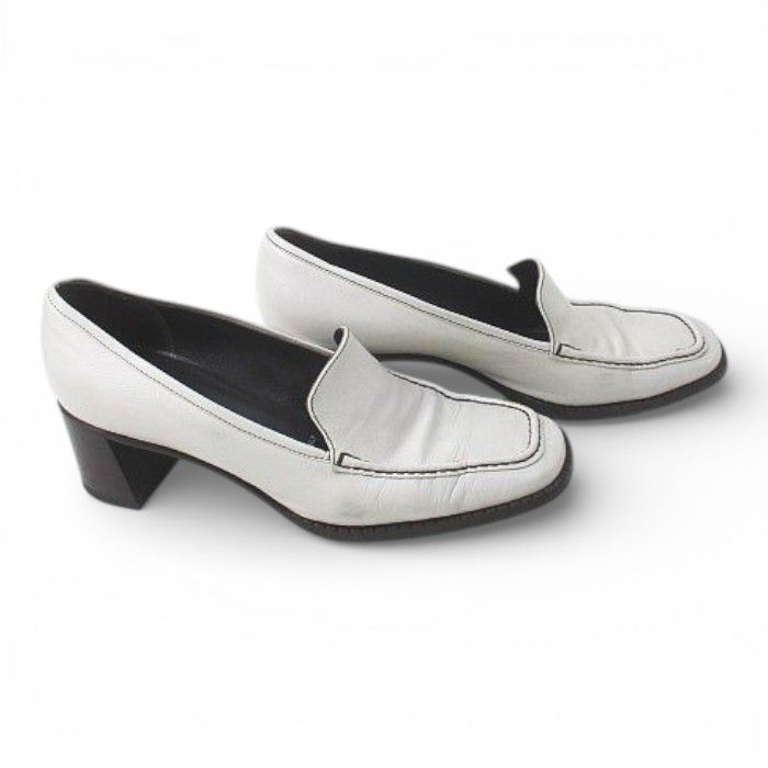 プラダ PRADA ローファー ヒール 38 ホワイト 白 レザー - メルカリ