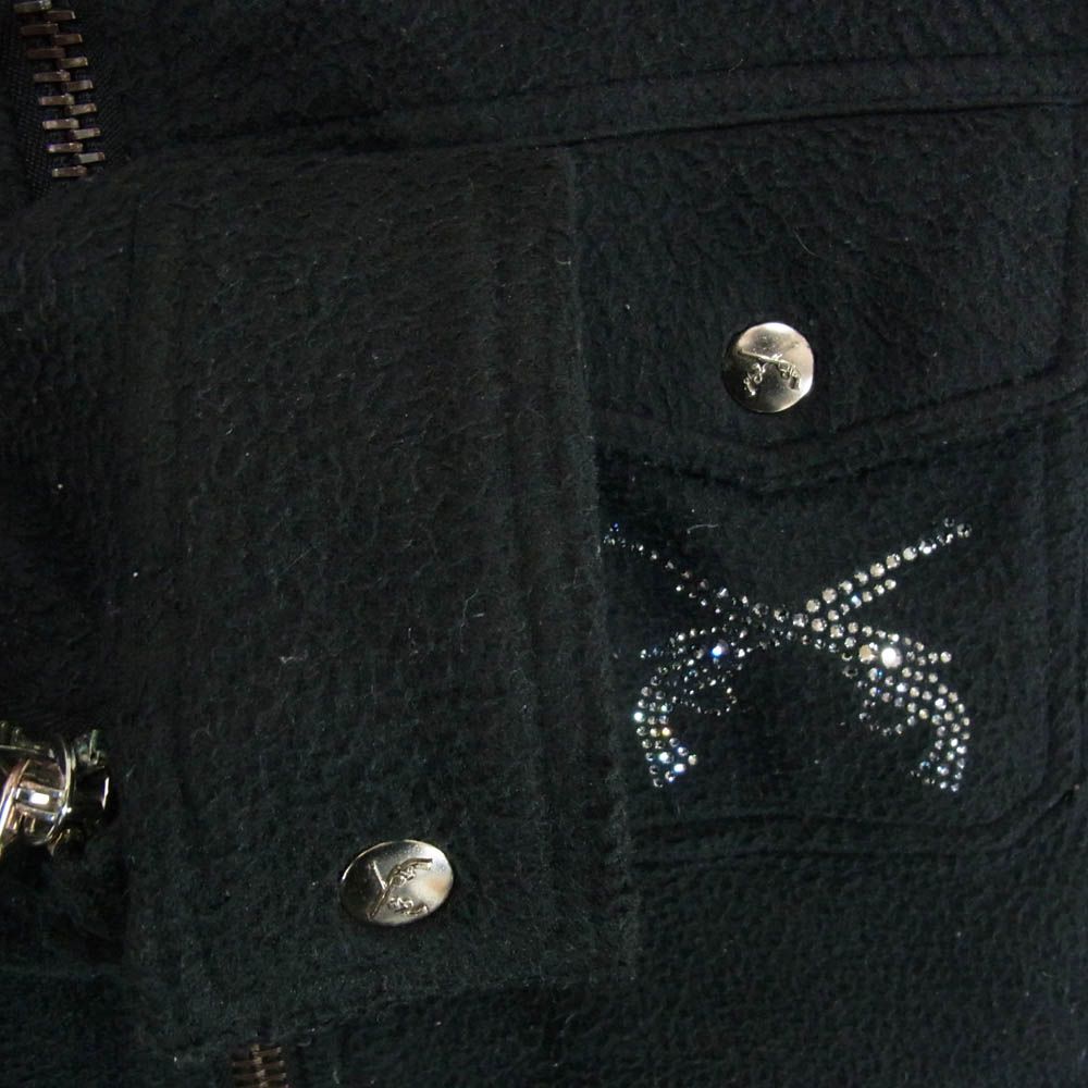 ROAR ロアー ラインストーン 二丁拳銃 フルジップ パーカー ブラック系