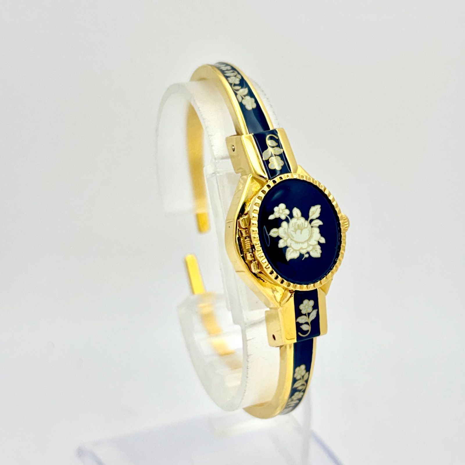 【美品】ANDRE MOUCHE アンドレムッシュ 腕時計 バングル 新品電池】Andre Mouche アンドレムッシュ レディース 腕時計 花柄