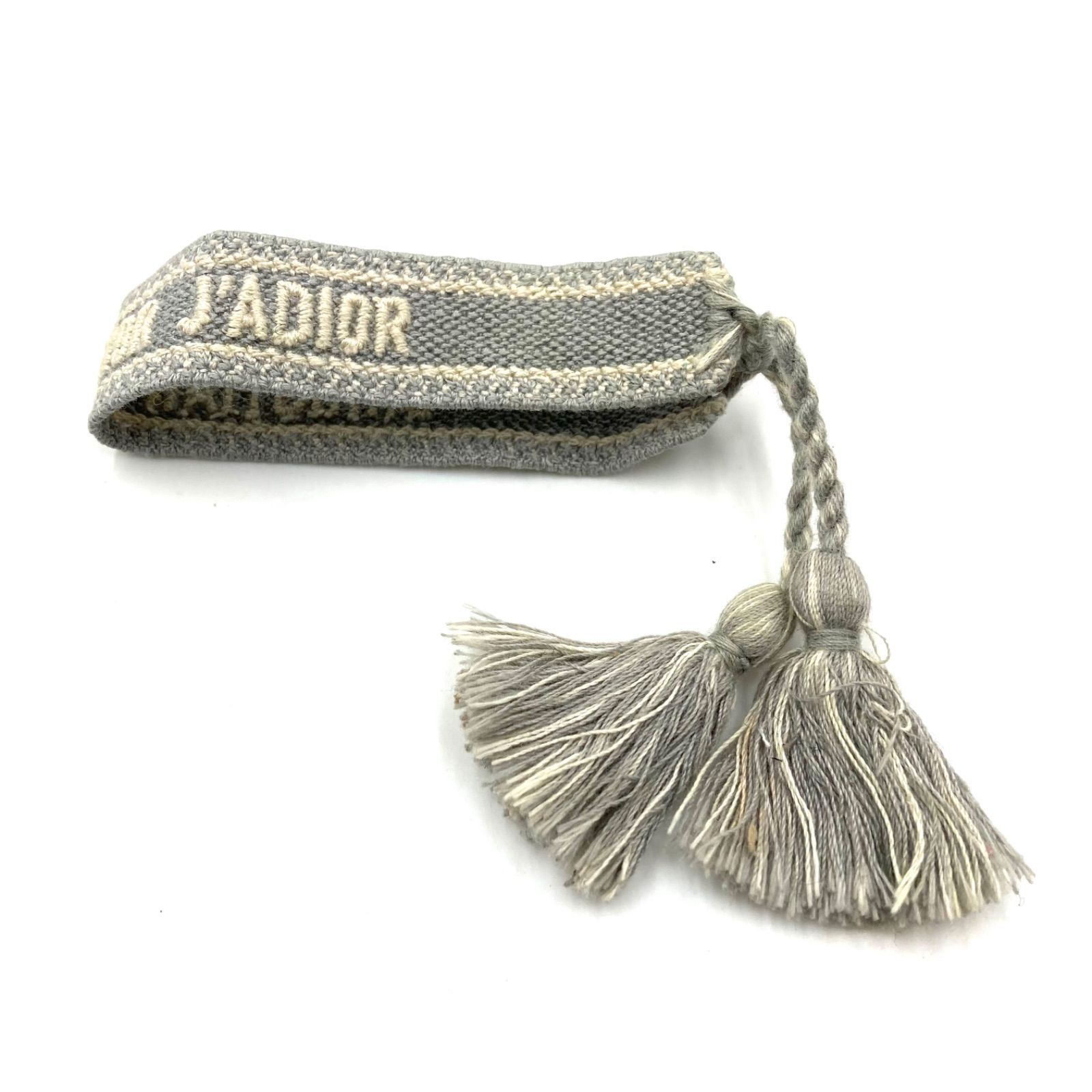 Christian Dior クリスチャンディオール J A タッセル付きコットンブレスレット ミサンガ のみ グレー ラグジュアリー ハイブランド