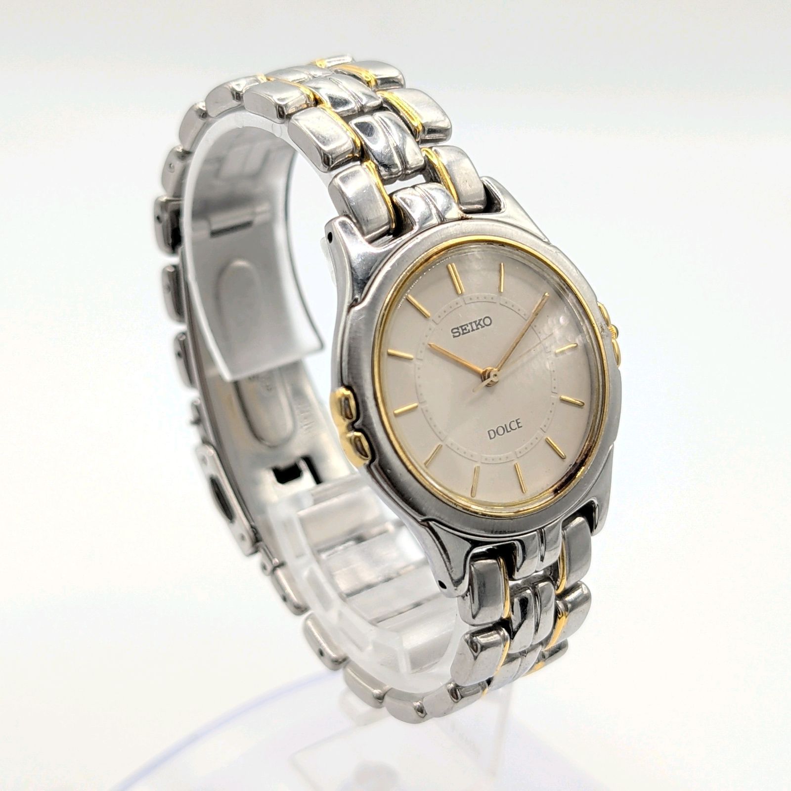 SEIKO Dolce 5E31-600A Watch Quartz Men's Round Gold Silver Combi