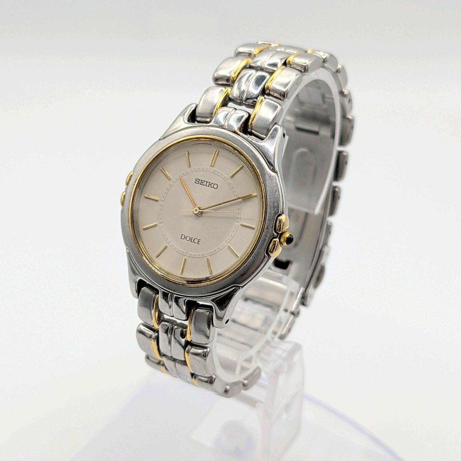 SEIKO Dolce 5E31-600A Watch Quartz Men's Round Gold Silver Combi