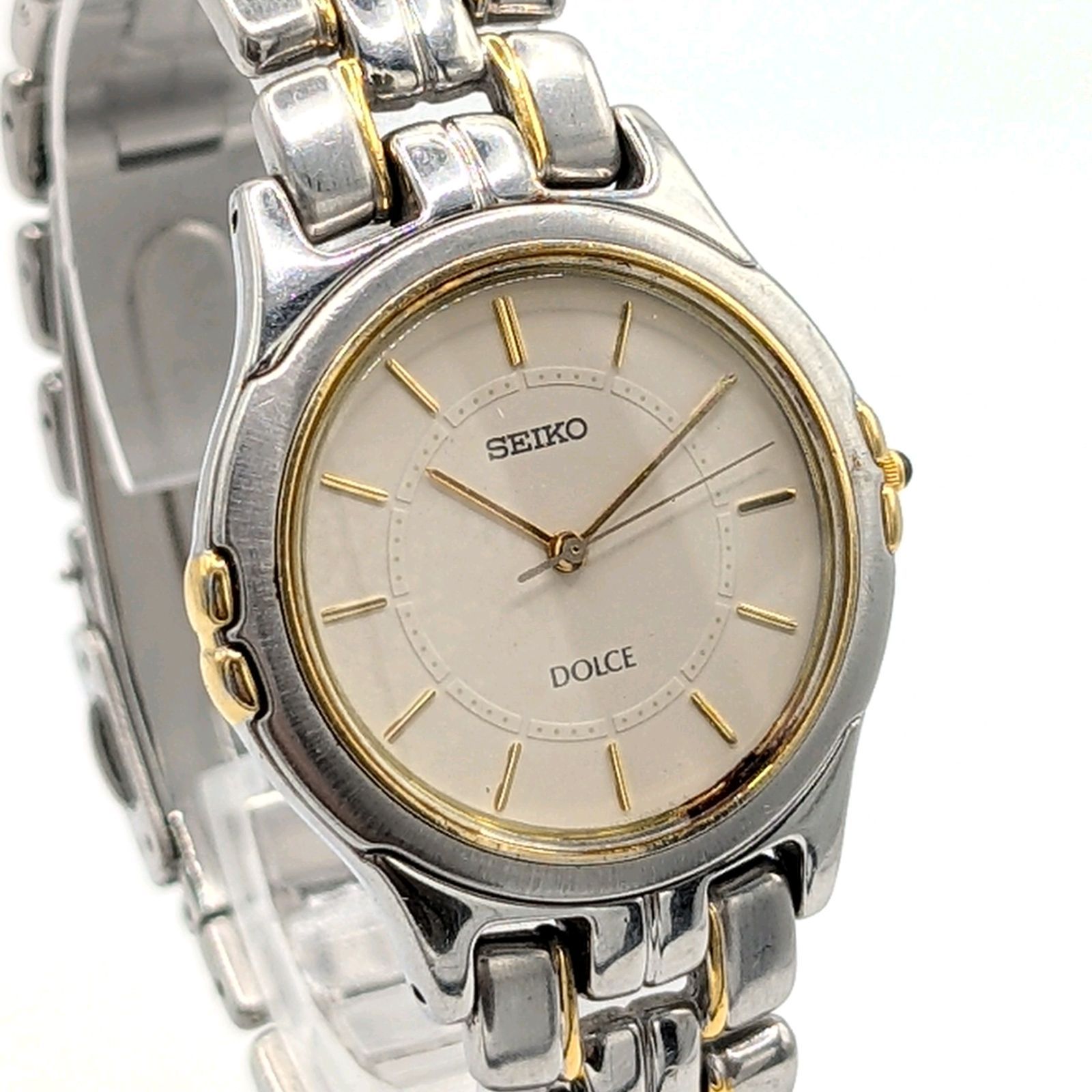 SEIKO Dolce 5E31-600A Watch Quartz Men's Round Gold Silver Combi