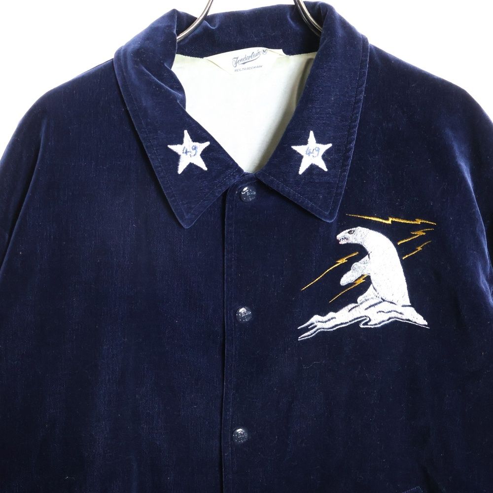 TENDERLOIN (テンダーロイン) バックロゴ刺繍 ベロア ボタンダウン