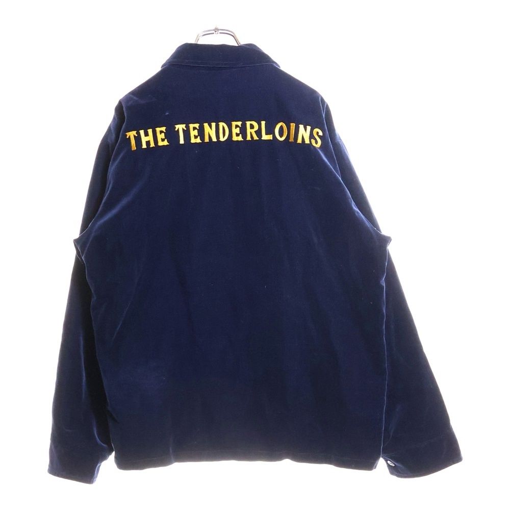 TENDERLOINテンダーロイン　 スーベニアジャケット　ネイビー TENDERLOIN (テンダーロイン) バックロゴ刺繍 ベロア ボタンダウン