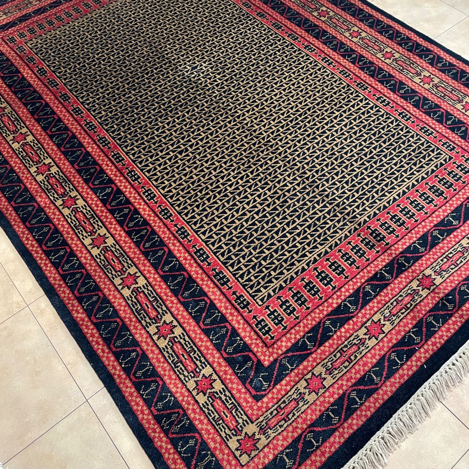 トライバルラグ トルキャマン産 本物 手織り絨毯 ペルシャ絨毯