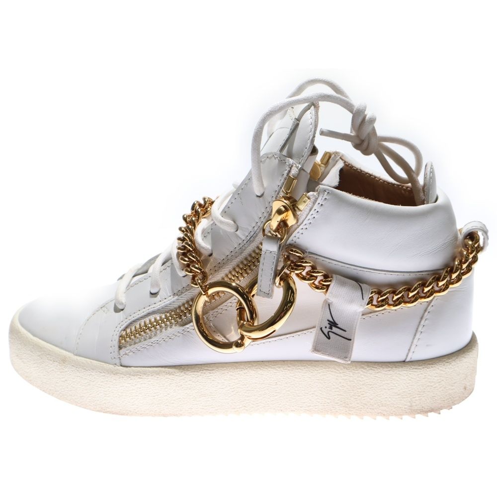 GIUSEPPE ZANOTTI スニーカー　新品　ホワイト　ゴールド　ジップ GIUSEPPE ZANOTTI (ジュゼッペ ザノッティ) チェーン装飾 ジップ