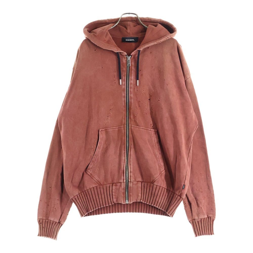 DIESEL (ディーゼル) ダメージ加工 ジップアップパーカー フーディー