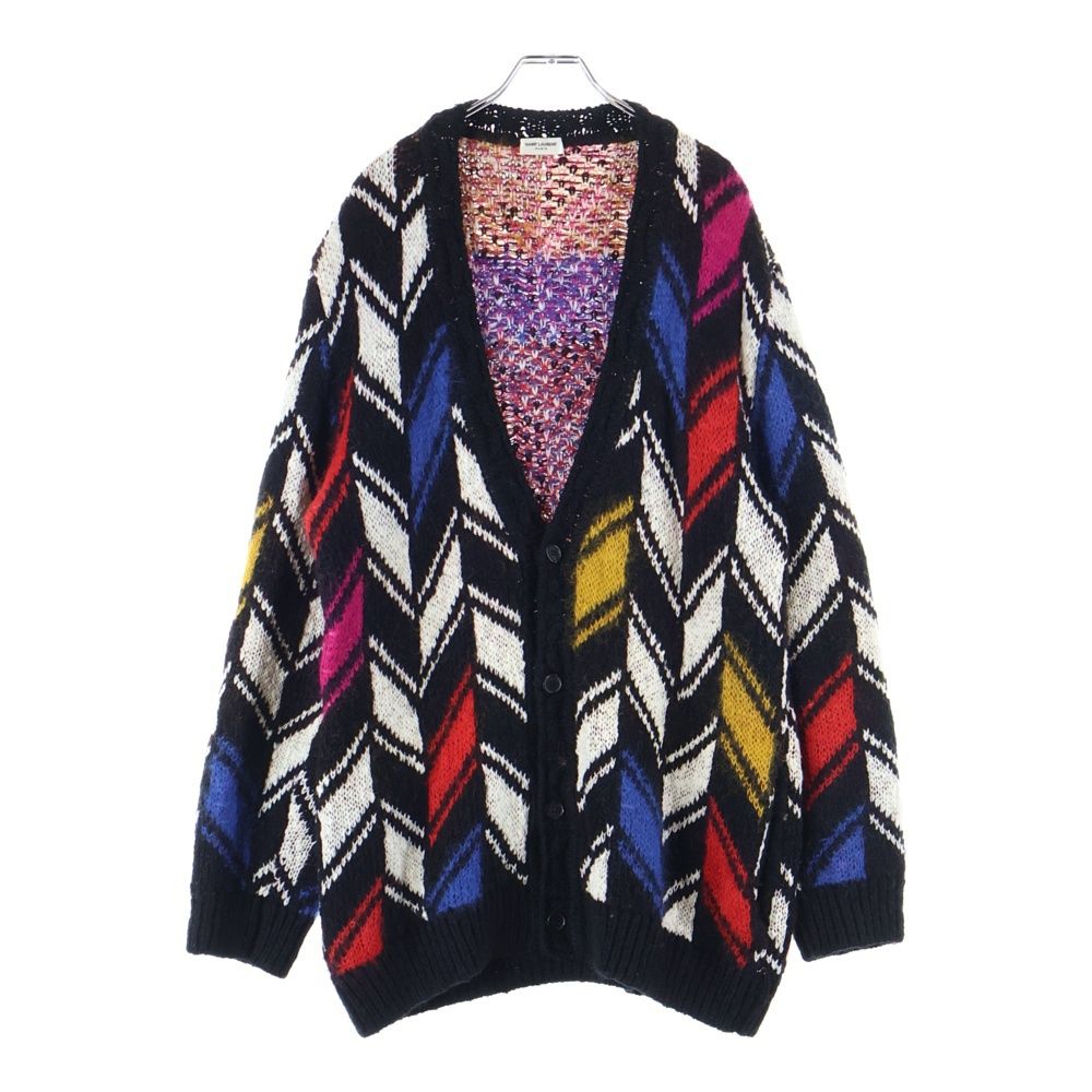 ❗️サンローラン　国内正規品 ❗️ウール　モヘヤ　インターシャ　カーディガン SAINT LAURENT PARIS (サンローランパリ) 21AW モヘヤ混 ウール 幾何学