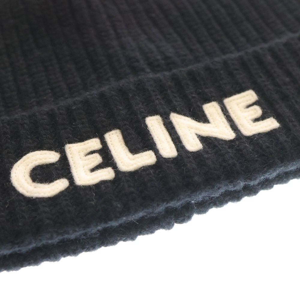 CELINE (セリーヌ) Wool Knit Beanie ロゴ ビーニー ニット帽 帽子