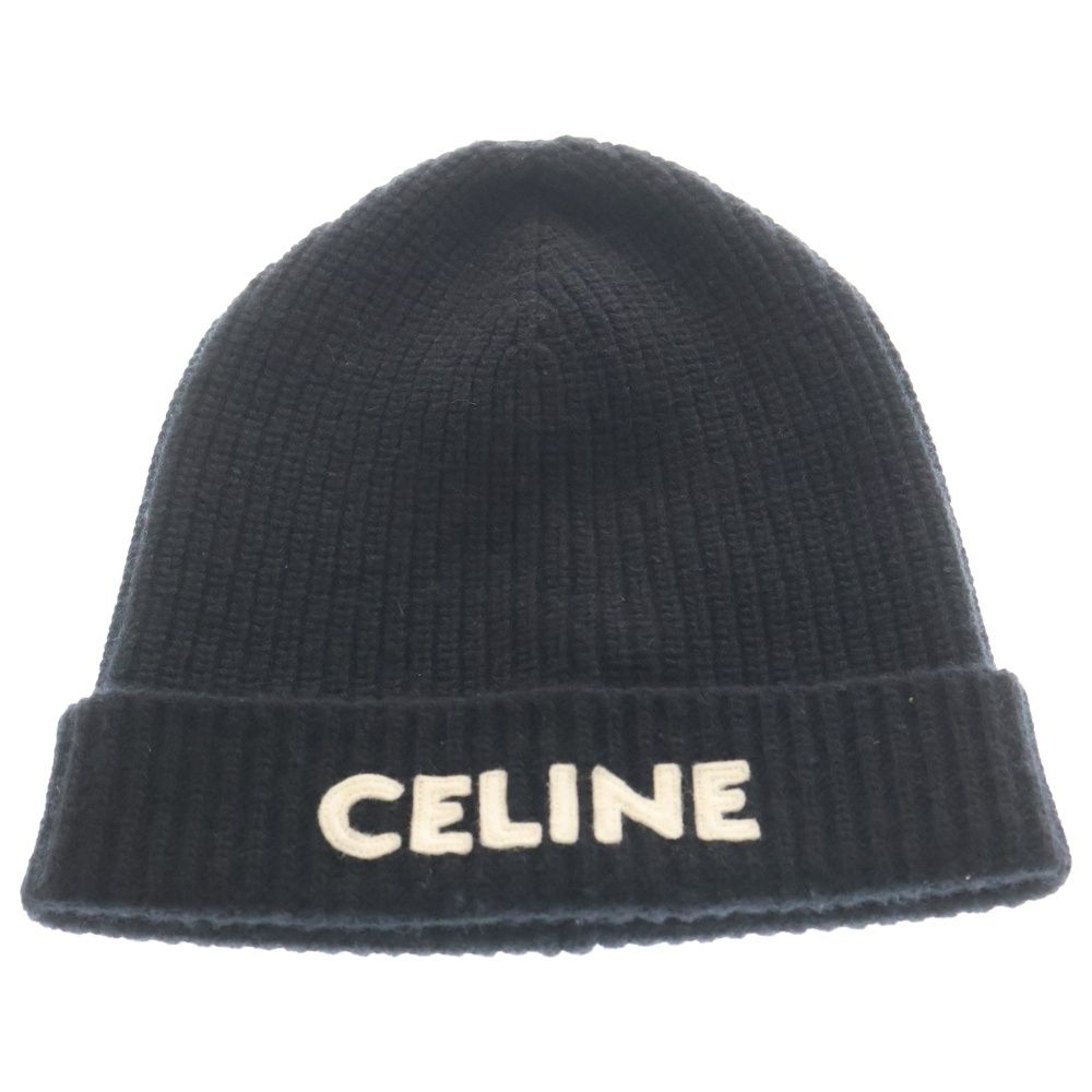 CELINE (セリーヌ) Wool Knit Beanie ロゴ ビーニー ニット帽 帽子