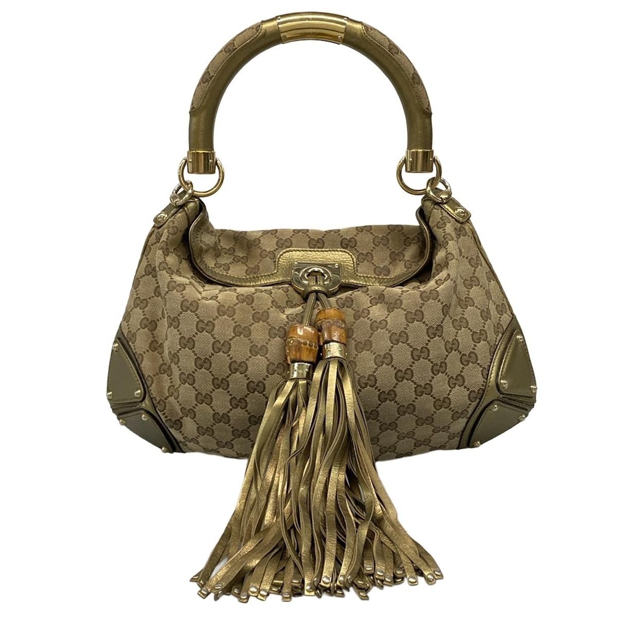 GUCCI(グッチ) ハンドバッグ インディ/GG柄 185566 ベージュ×ブラウン