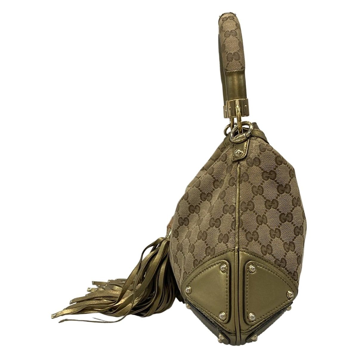 グッチ インディ バンドバッグ ブラウン レザー 185566 GUCCI(グッチ) ハンドバッグ インディ/GG柄 185566 ベージュ×ブラウン