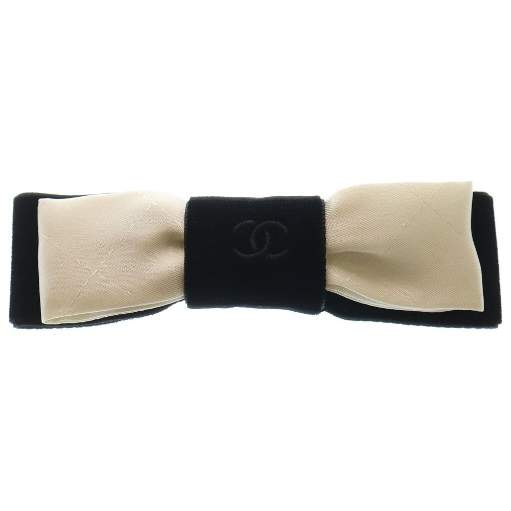 CHANEL (シャネル) ココマーク リボン バレッタ ヘアアクセ ホワイト