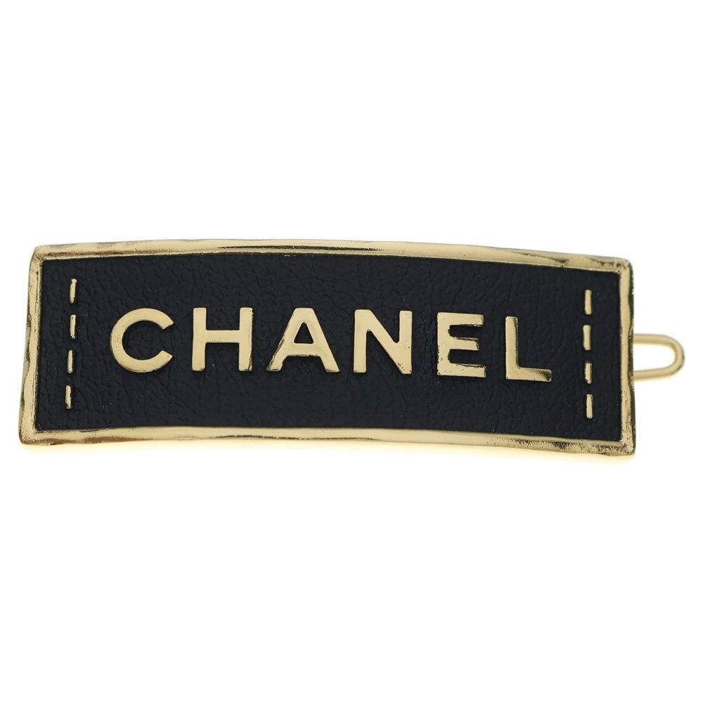 97A Vintage CHANEL シャネル バレッタ BLACKｘGOLD 4325.jpg