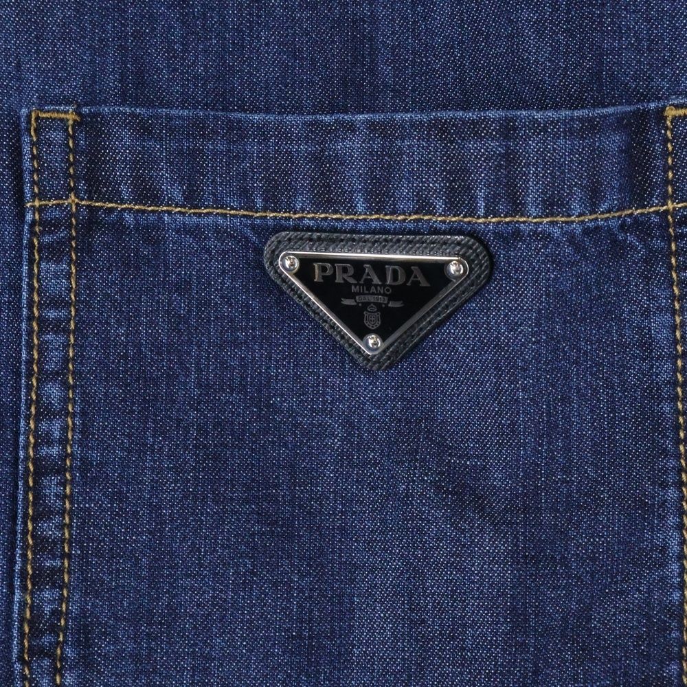 PRADAプラダ　デニムジャケットブルゾンインディゴブルー　Lサイズ　Gジャン PRADAプラダ デニムジャケットブルゾンインディゴブルー Lサイズ G