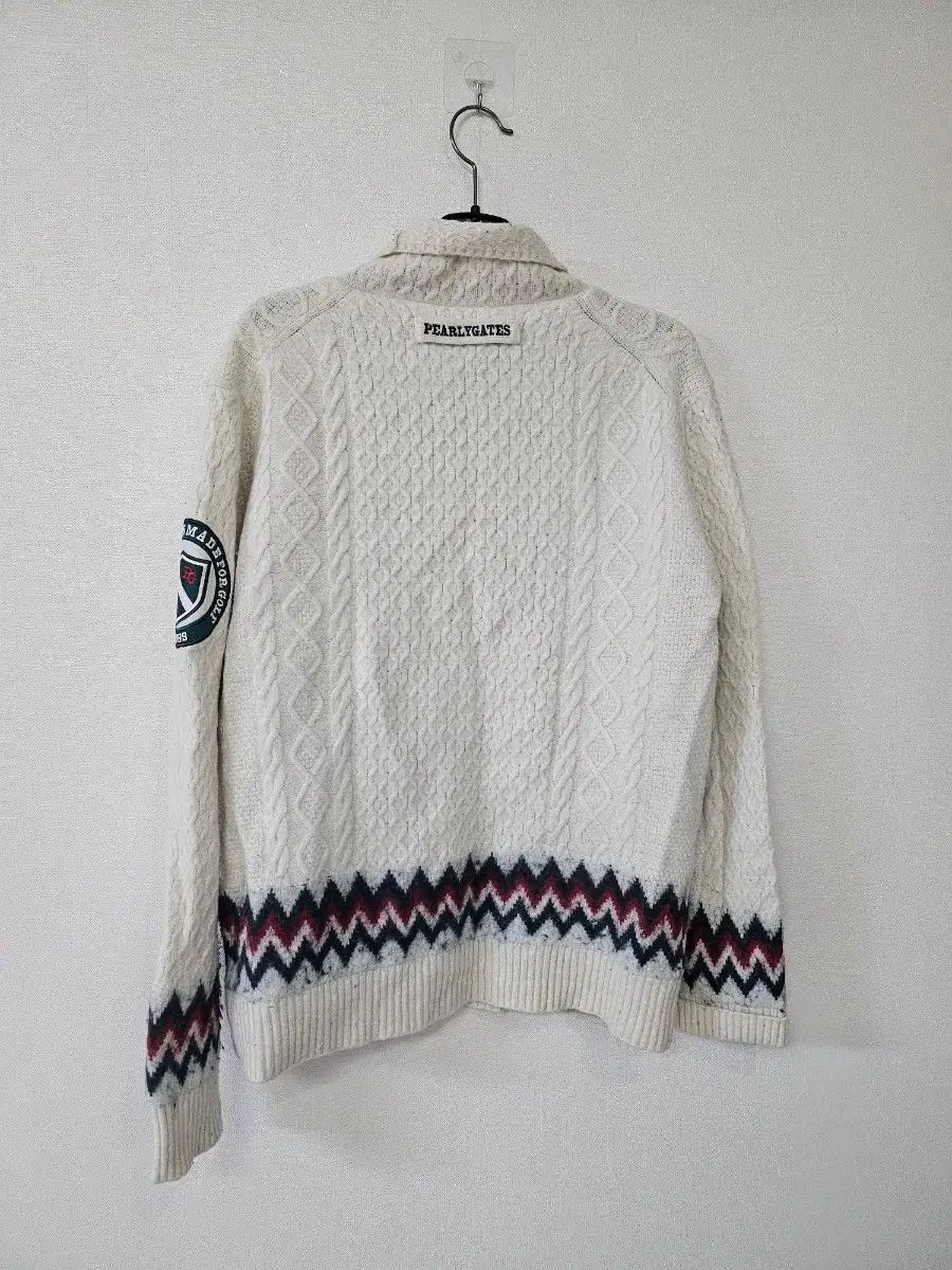 パーリーゲイツ 白 ケーブル編み タートルネック ニット 100 105
