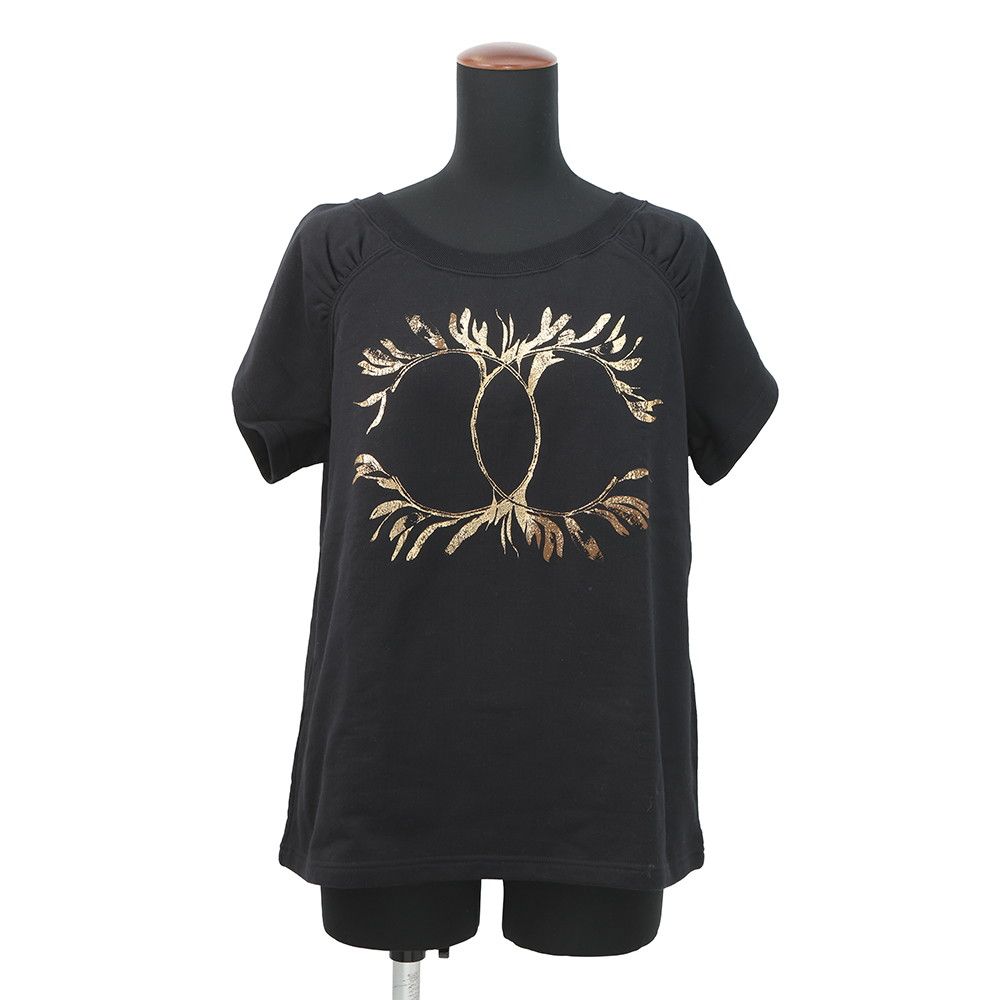 美品○CHANEL シャネル P57840 ココマーク 金具付き ラグランスリーブ クルーネック スウェットTシャツ トップス XS 正規品 レディース シャネル 半袖Tシャツ スウェット ココマーク ラグランスリーブ