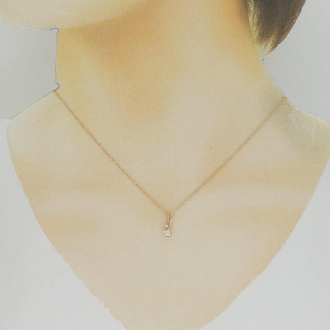 K18PG フラワー ダイヤモンド ネックレス 0.08CT - メルカリ