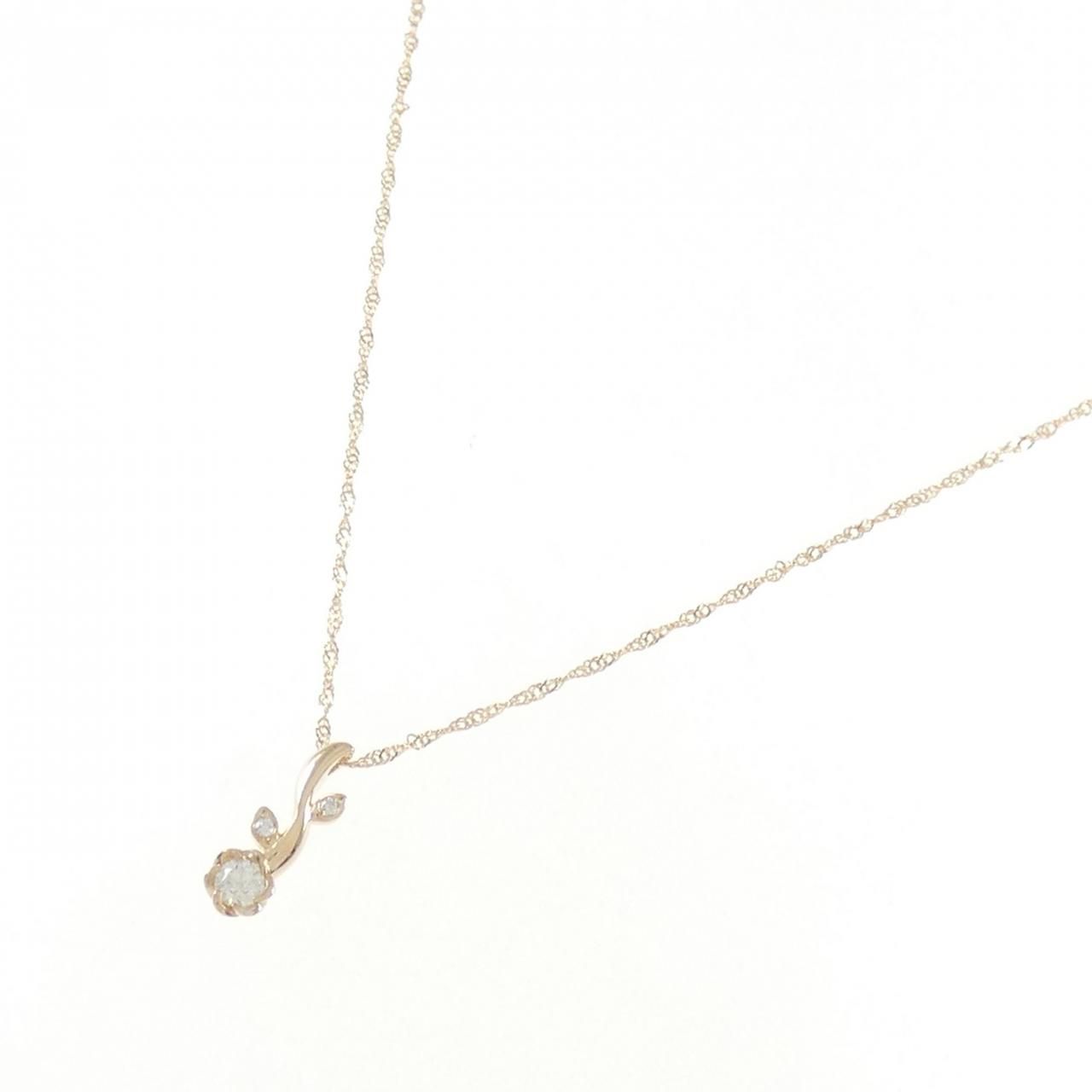 K18PG フラワー ダイヤモンド ネックレス 0.08CT - メルカリ