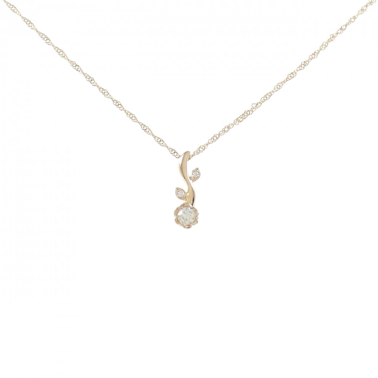 K18PG フラワー ダイヤモンド ネックレス 0.08CT - メルカリ
