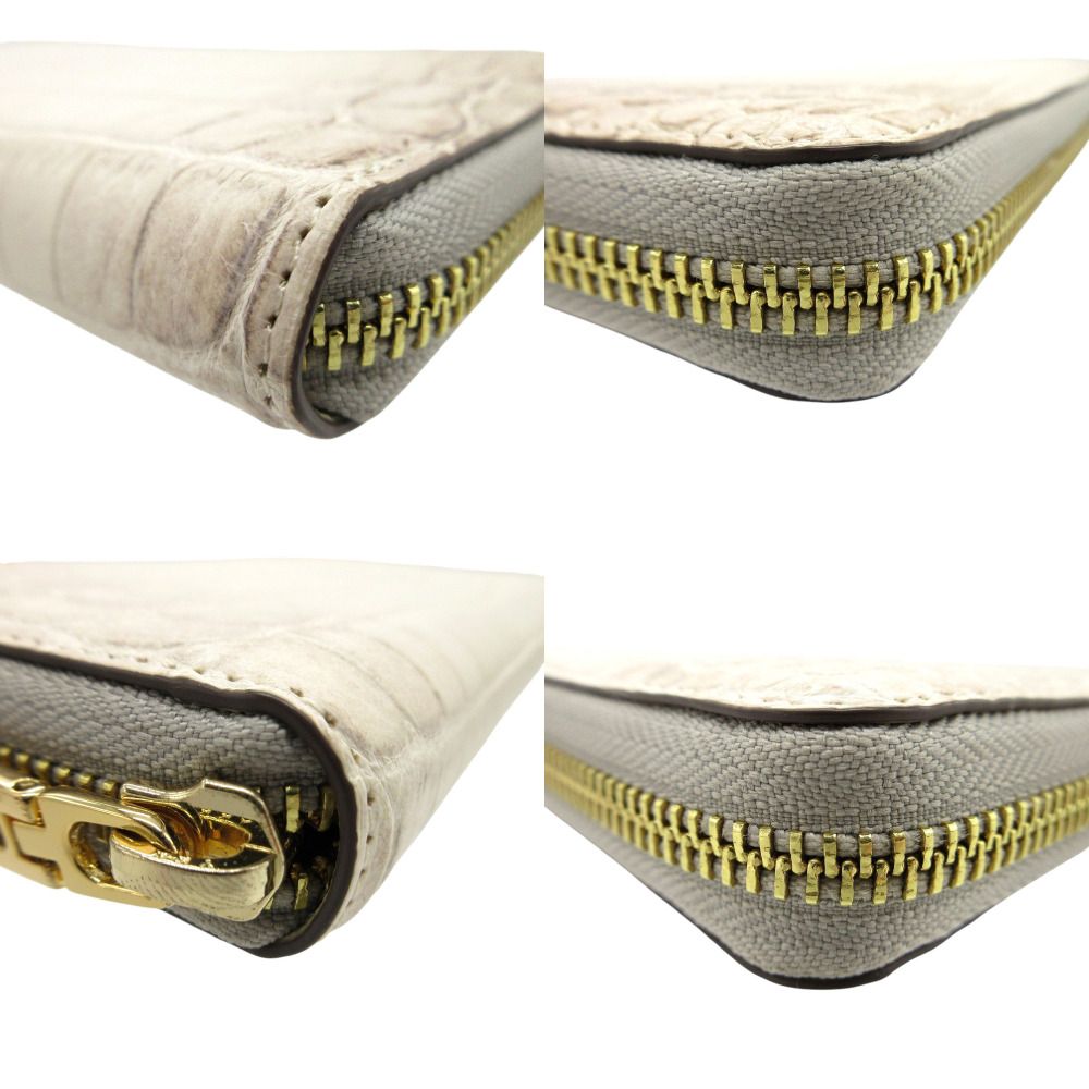 ヒマラヤ クロコダイル 長財布 ラウンドファスナー 白 CROCODILE