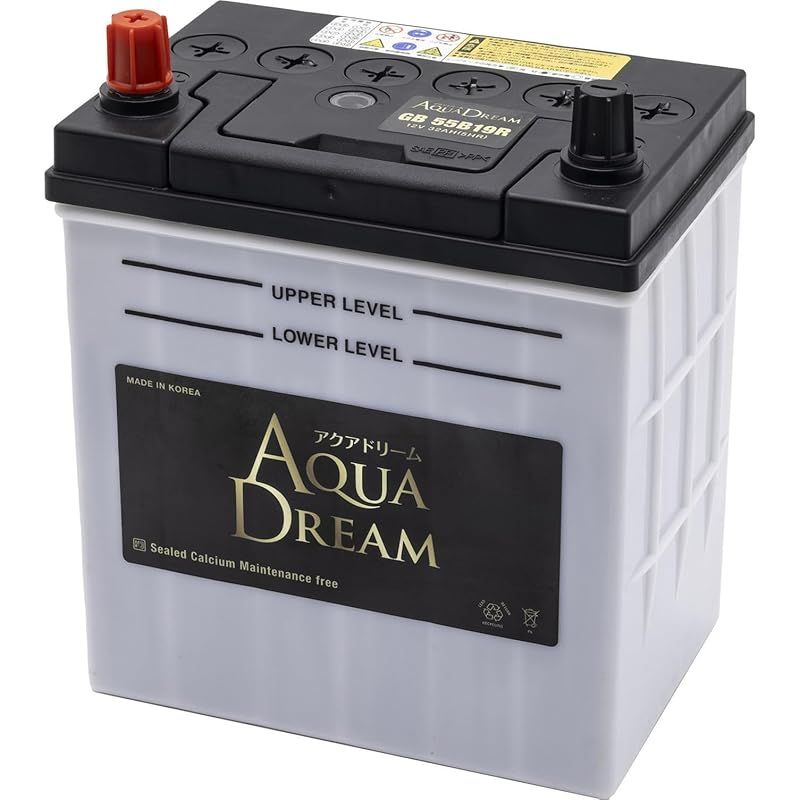 アクアドリーム 国産車 充電制御車対応バッテリー GOLD BATTERY GB 55B19R (互換/40/42/50/55B19R) メンテナンスフリータイプ AQUA DREAM 1