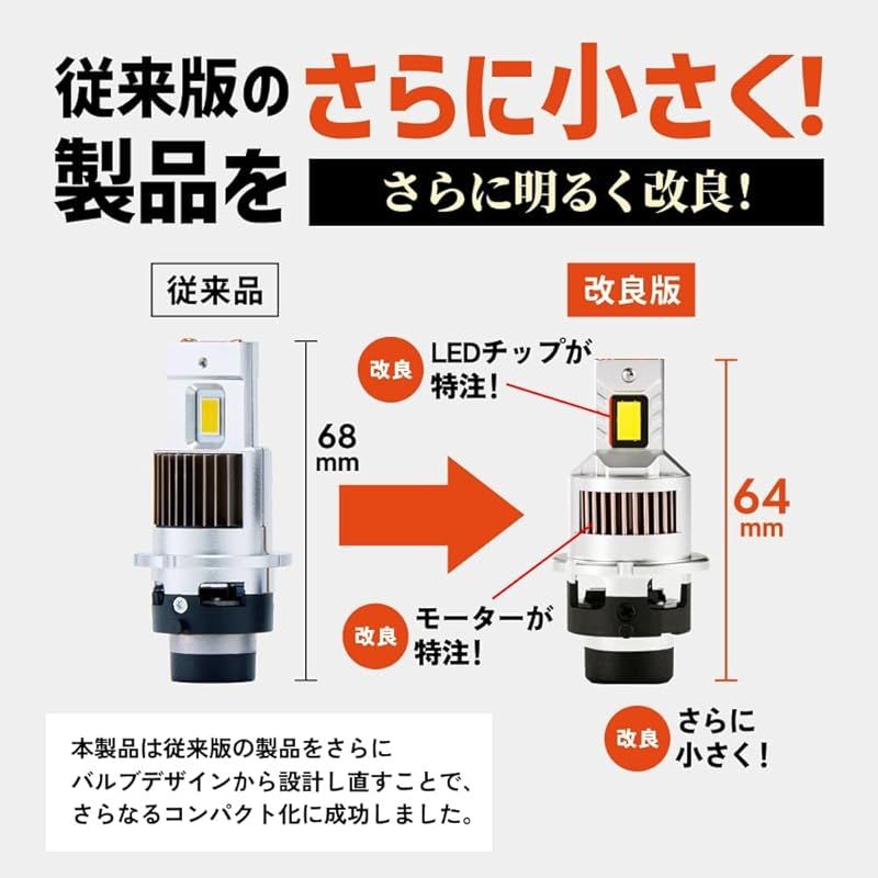 HID屋 D2S 19300cd LED ヘッドライト ポン付け HID屋 D2S 19300cd(カンデラ) LED ヘッドライト 爆光 ポン付け 配線