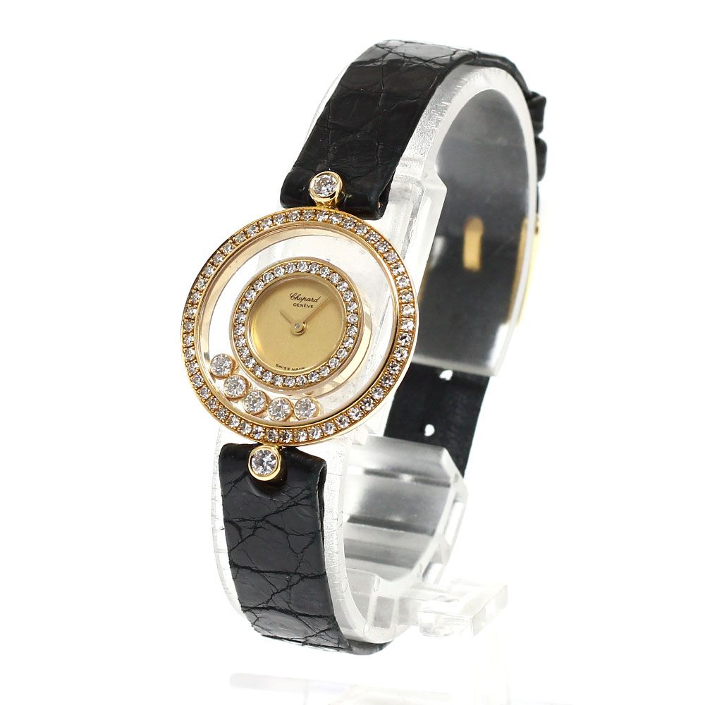 ショパール Chopard 20/3957 ハッピーダイヤモンド K18YG ダイヤベゼル クォーツ レディース 保証書付き_708231 ショパール Chopard 20/3957 ハッピーダイヤモンド K18YG ダイヤベゼル