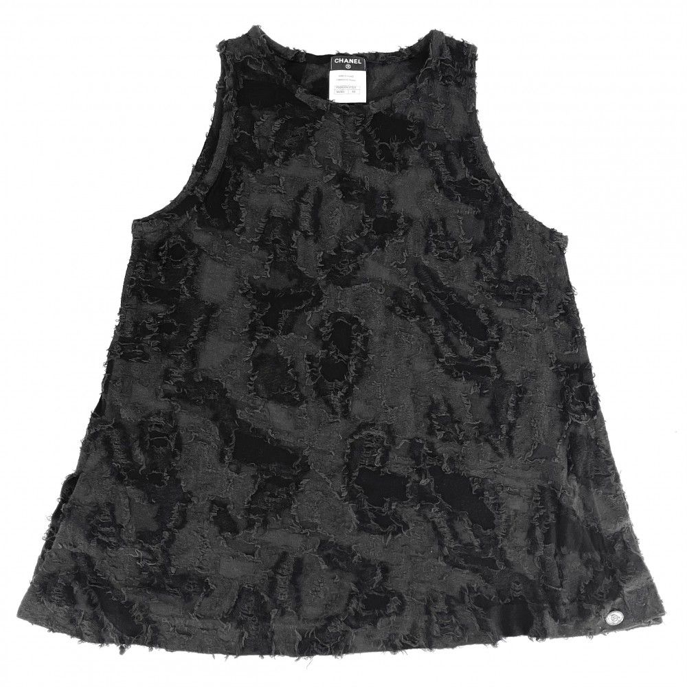 美品 CHANEL ノースリーブマイヨワンピース グレー ココマーク 40 美品 CHANEL ノースリーブマイヨワンピース グレー ココマーク 40 美品