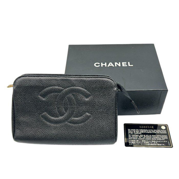 CHANEL シャネル ココマーク キャビアスキン ポーチ ブラック 小物入れ