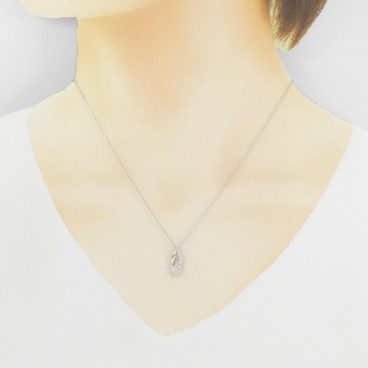 PT900/PT850 フラワー ダイヤモンド ネックレス 0.30CT - メルカリ