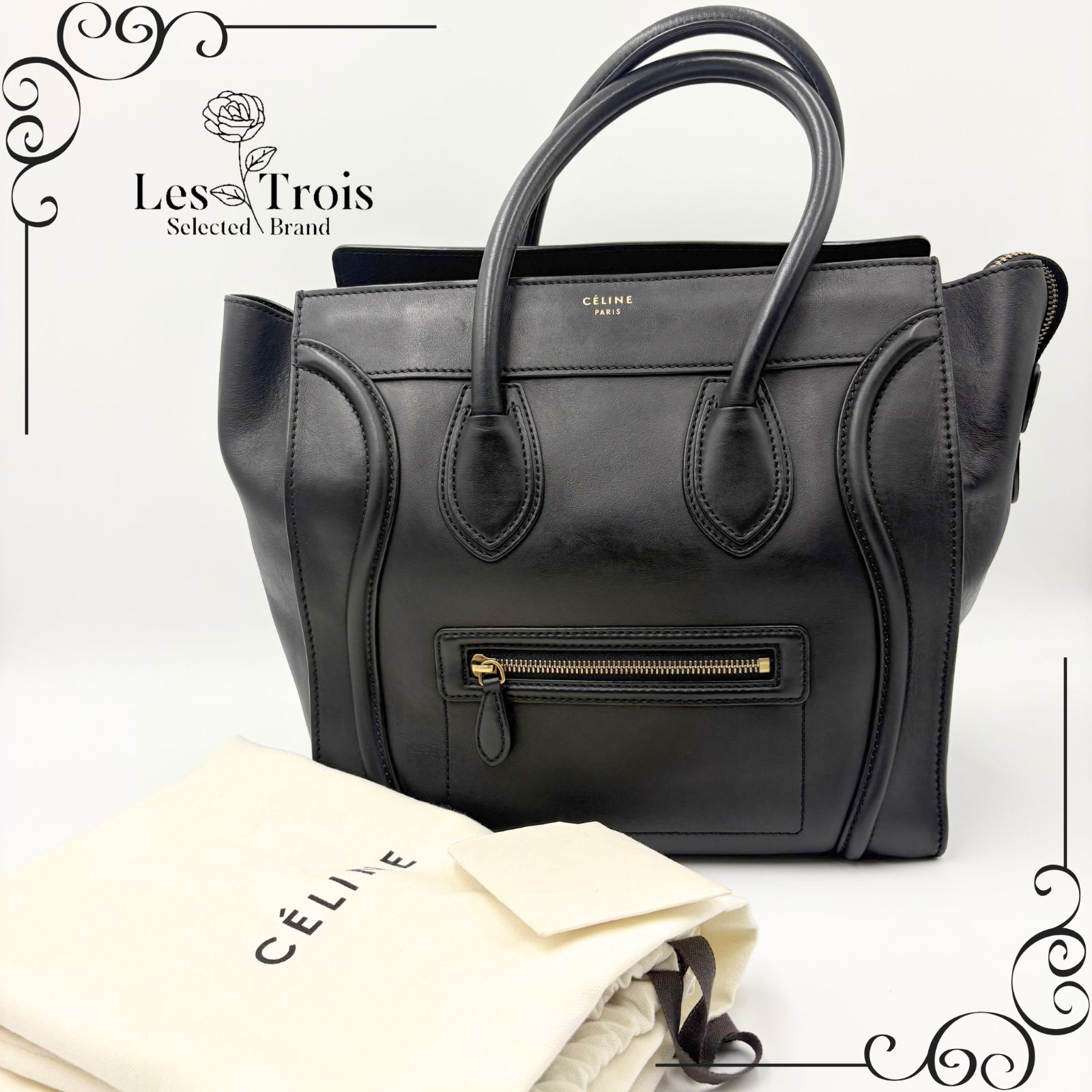 CELINE セリーヌ ラゲージ ミニ ミニショッパー レザー ハンドバッグ