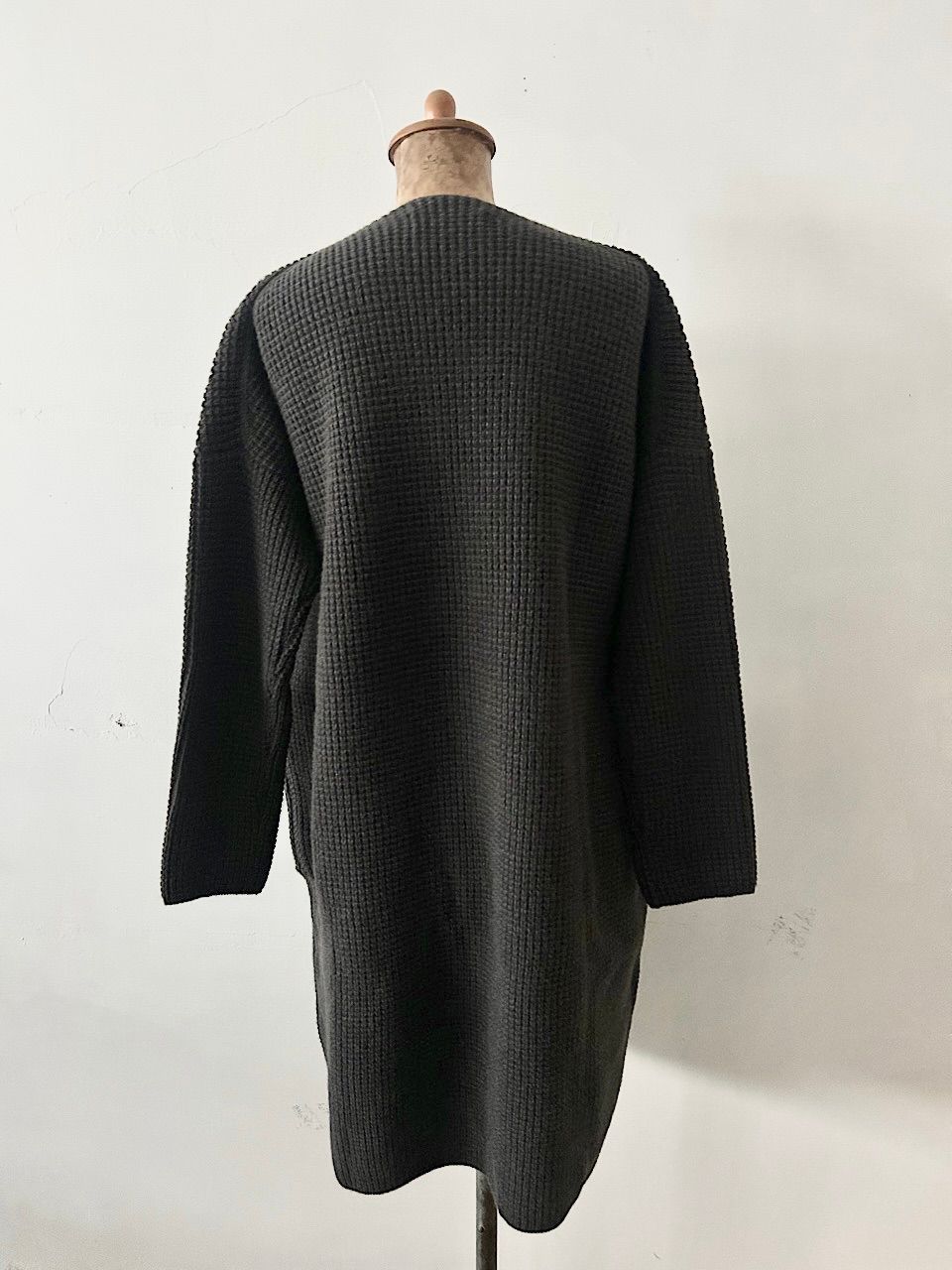 美品】evameva ウールキャメル 畦ローブ チャコールグレー サイズM