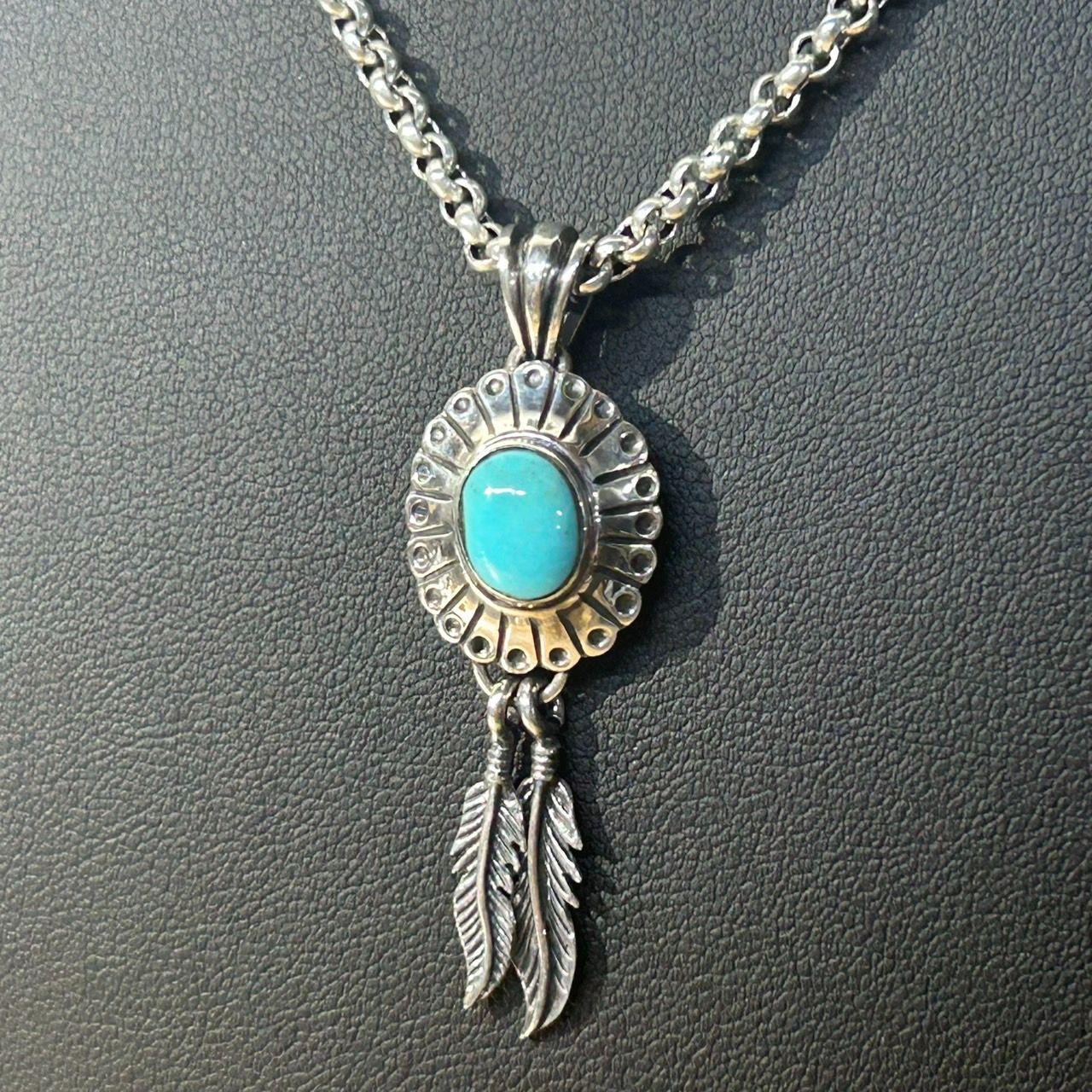 新品未使用 Silver925 ターコイズ フェザー ペンダントトップ シルバー