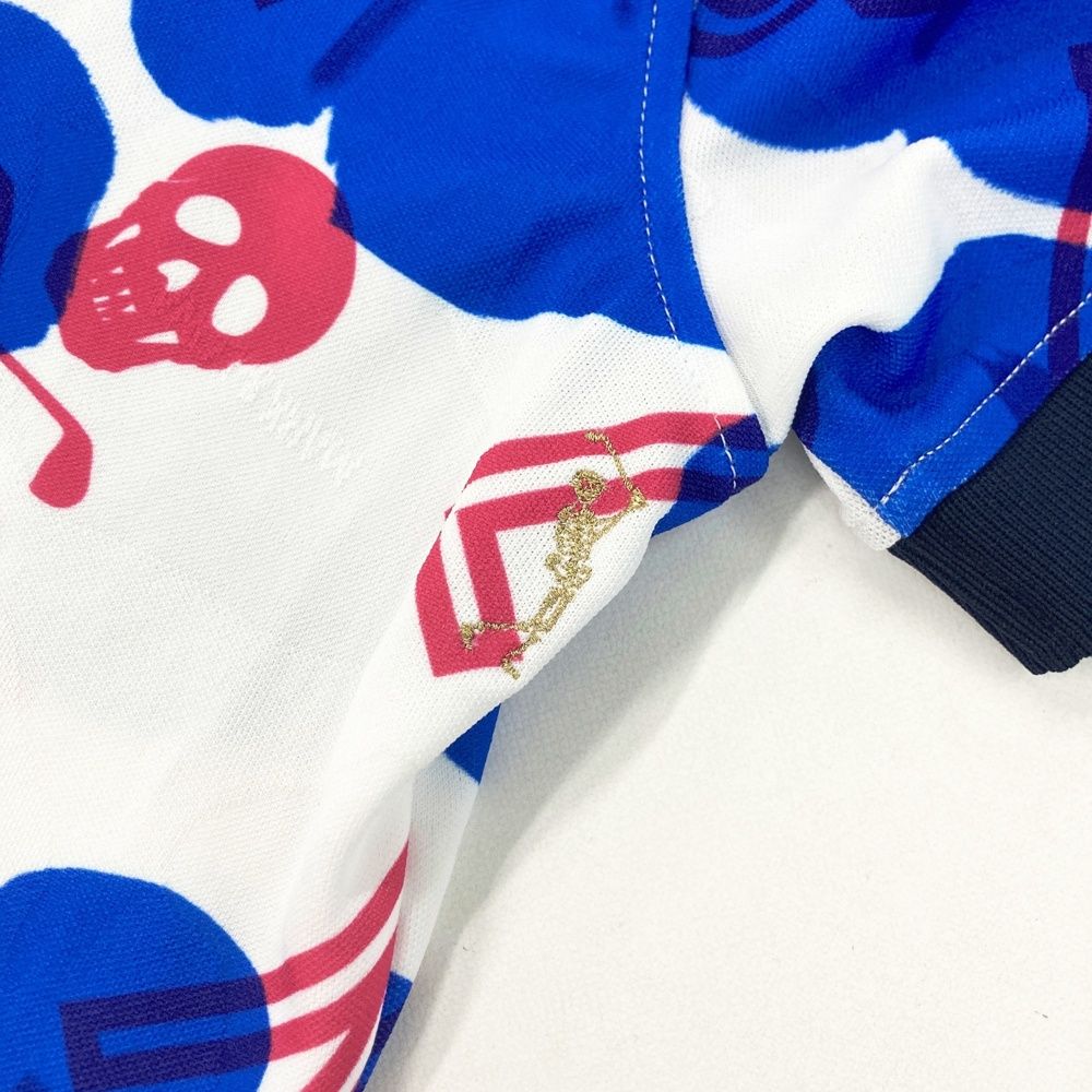 サイズ：38 MARK&LONA マークアンドロナ 半袖ポロシャツ スカル 総柄