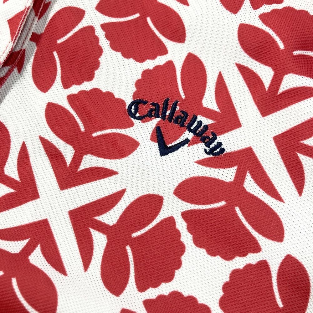 サイズ：L CALLAWAY キャロウェイ 半袖ポロシャツ 花柄 レッド系