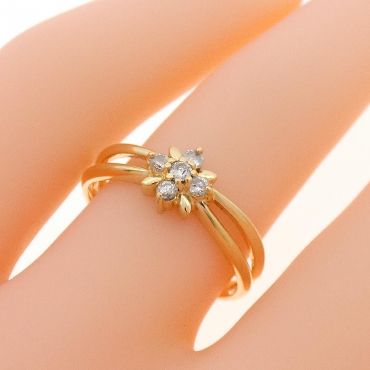 K18YG フラワー ダイヤモンド リング 0.10CT - メルカリ