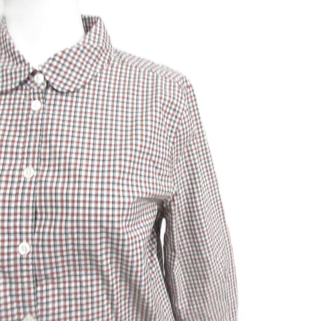 マーガレットハウエル MHL. コットン チェック シャツ ブラウス 赤