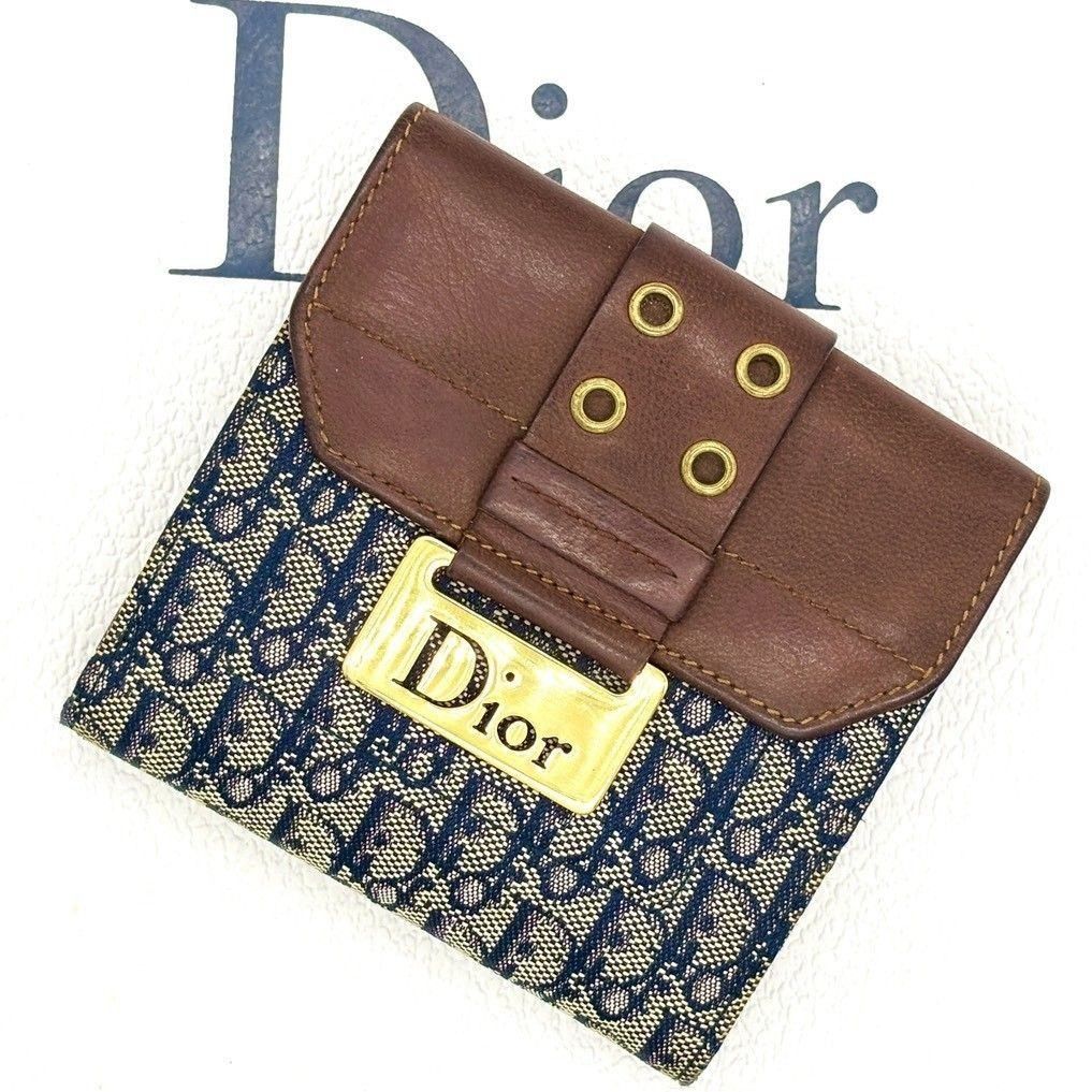 個性が華やぐY2K✨ Christian Dior 二つ折り財布 トロッター柄 レザー