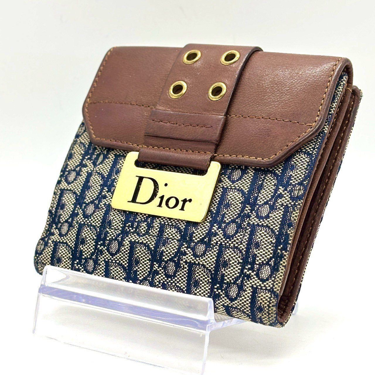 個性が華やぐY2K✨ Christian Dior 二つ折り財布 トロッター柄 レザー