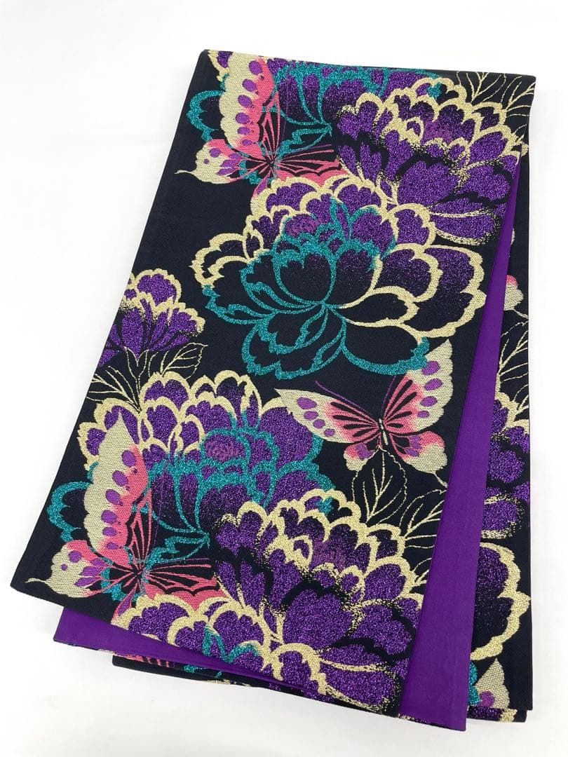 【帯付き】正絹　ますいわ屋の振袖　帯辻ヶ花に蝶柄 袋帯 帯付き】正絹 ますいわ屋の振袖 帯辻ヶ花に蝶柄 袋帯