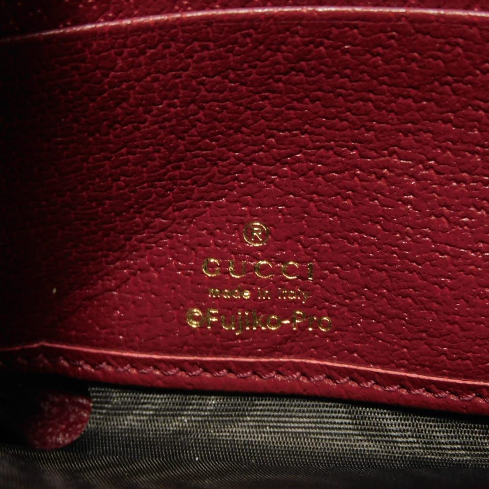 GUCCI グッチ ジップアラウンドウォレット 藤子不二雄 ドラえもん 牛 うし 丑年 ブラウン レッド ロングウォレット マチ付き 札入れ カードケース ロングジップウォレット ラウンドファスナー ミニ GGスプリーム 長財布 654540 GUCCI - GUCCI グッチ ジップアラウンドウォレット 藤子不二雄